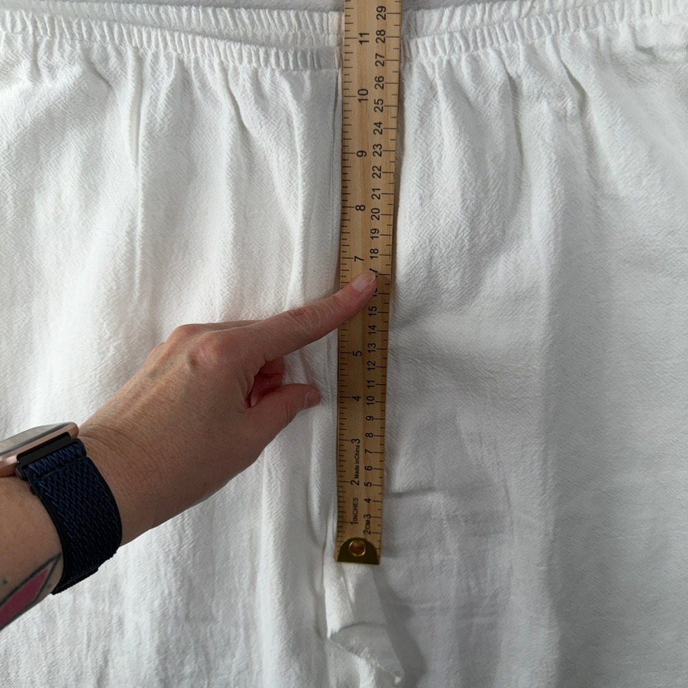 Chicos 1 US M 8 Pants Wide Leg Elastic Waist Cotton Textured White Coastal Beach - Picture 9 of 12